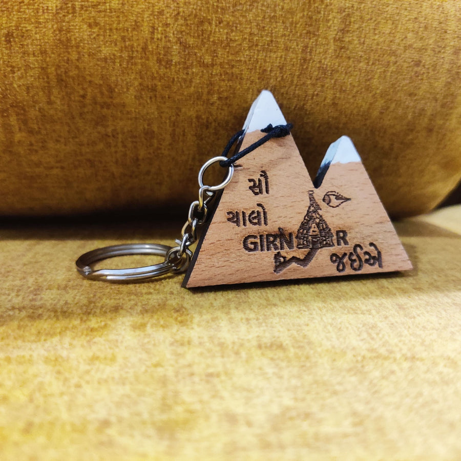 Girnar mountain wooden key chain - Hin/Guj