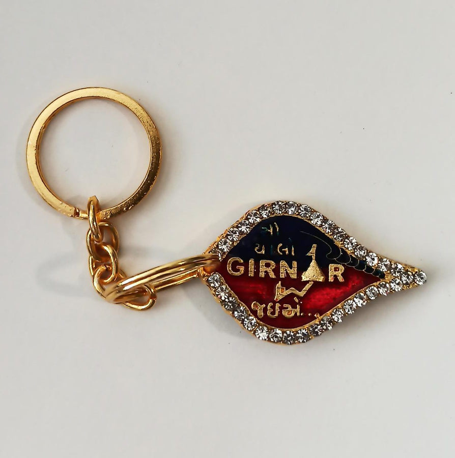 Girnar keychain 2 side dimond(1 side hin & 1 side guj)