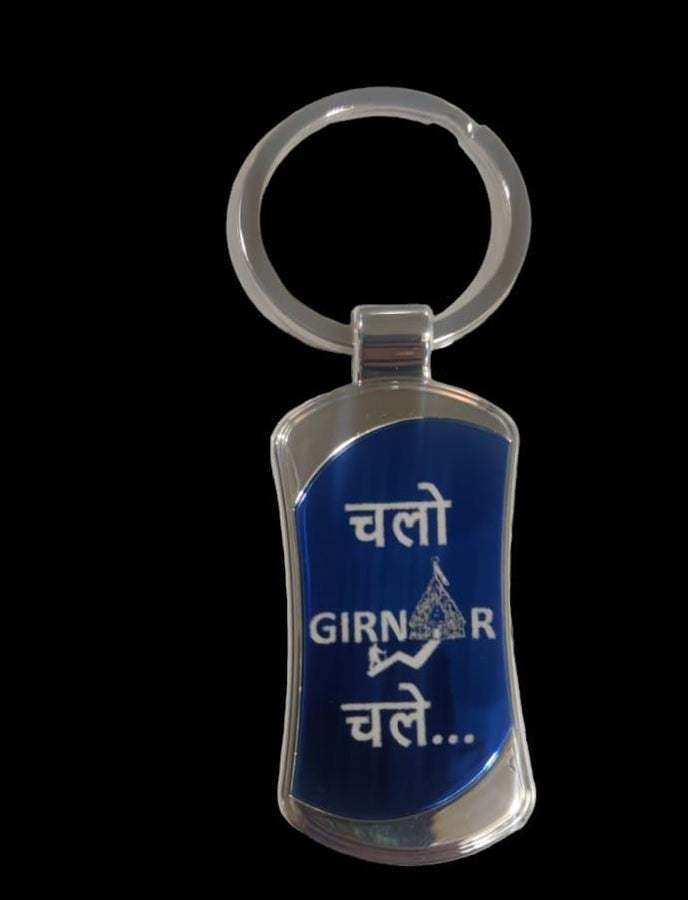 Girnar s type steel key chain in Hindi (Blue)